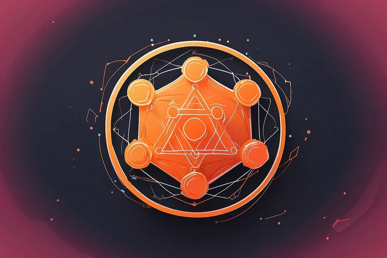 A stylised orange GraphQL-like graph against a dark backdrop.